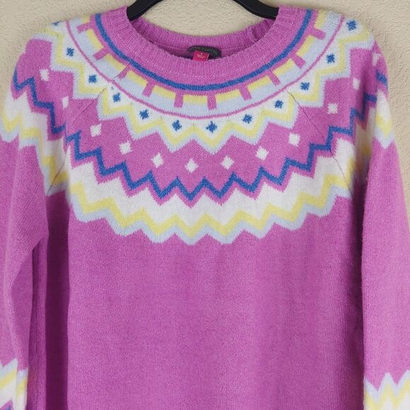 Vince Camuto Fair Isle Crewneck Sweater Pink lilac color Size Small - Picture 5 of 9